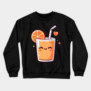 Cute Orange Juice in Kawaii Style with a Heart | Kawaii Food Art for Kawaii Lovers Crewneck Sweatshirt